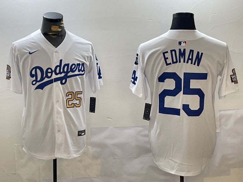 Men Los Angeles Dodgers #25 Edman White Game 2024 Nike MLB Jersey style 11209->los angeles dodgers->MLB Jersey